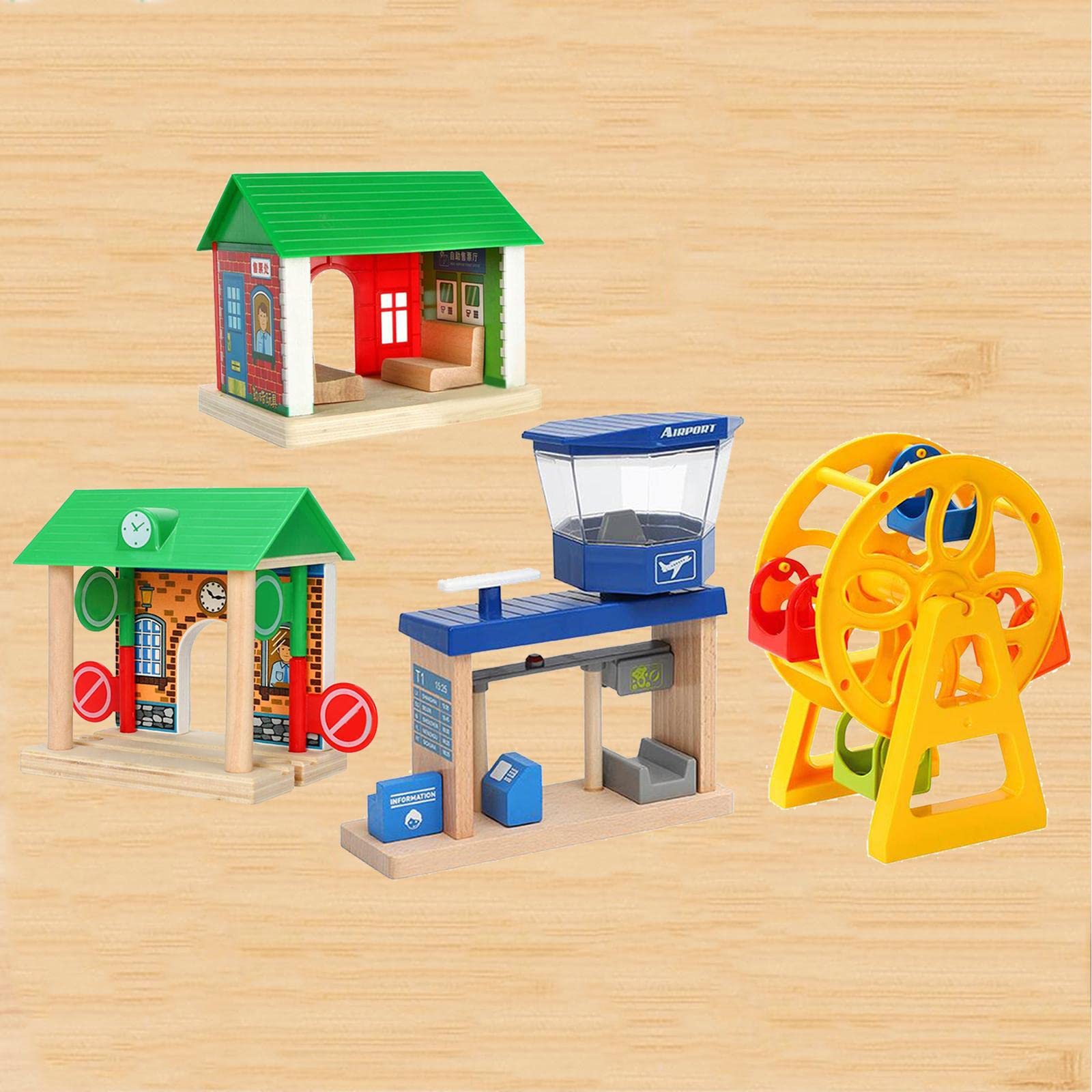 Tren en Miniatura, Terminal de Aeropuerto, Taquilla, Fabricado en Madera No, Apto para Niños a Partir de 3 años, Decoración de Interiores, Terminal de Aeropuerto