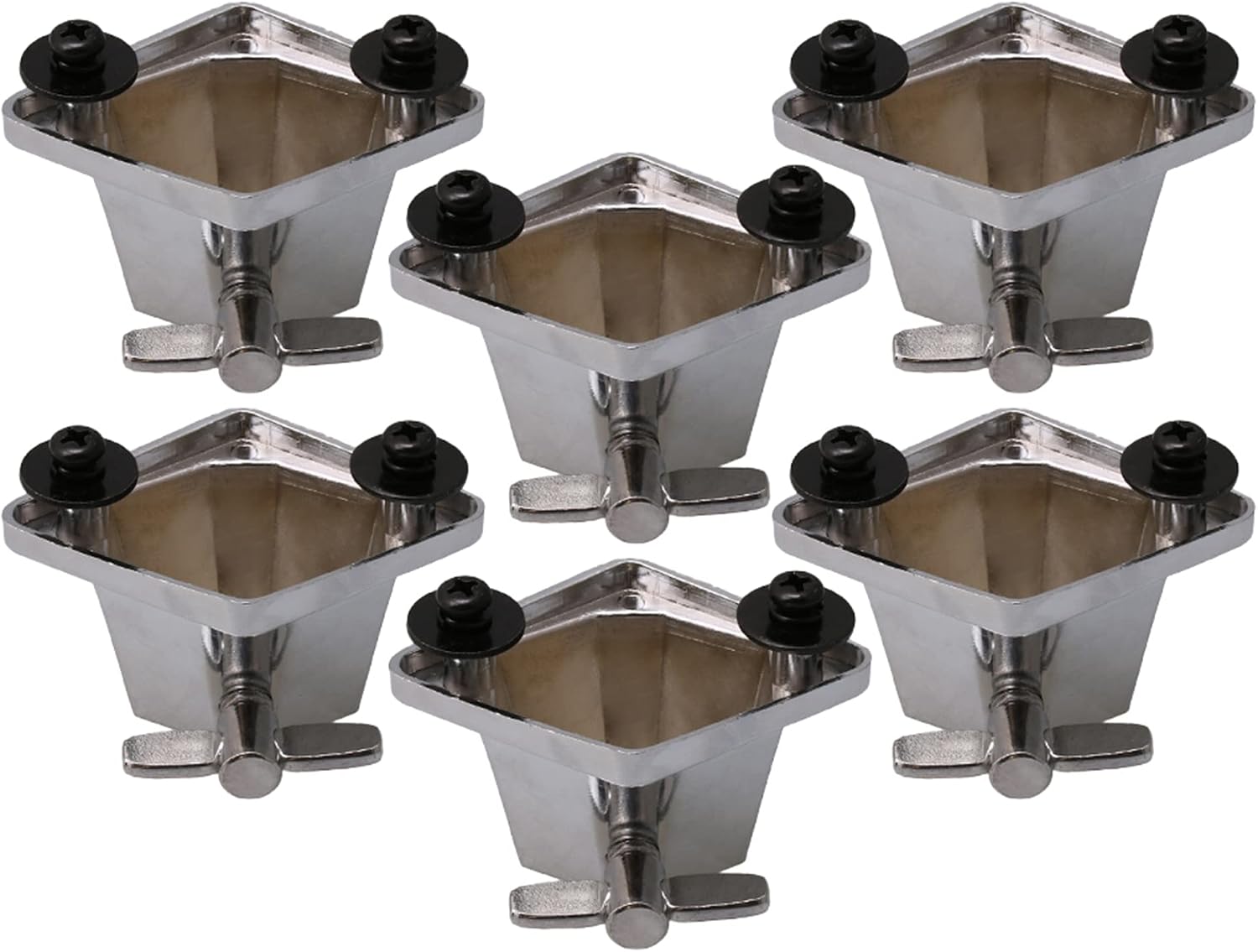 Bstinay 6 Pieces Metal Floor Tom Leg Mount Bracket with Screw Drum Accessories Silver