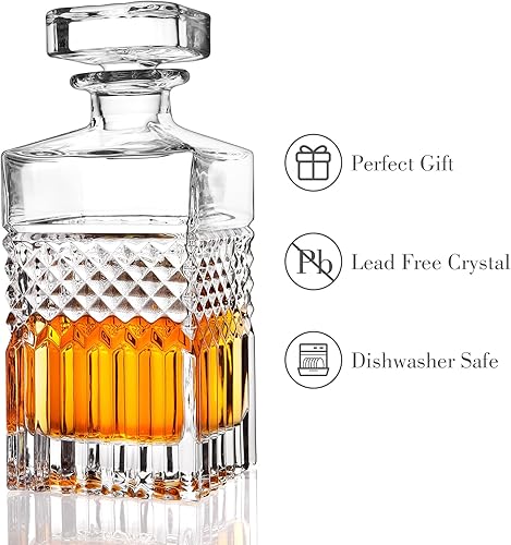 Miniatura 2 de Decantador de whisky, decantador de licor de 30 onzas con tapón de vidrio en caja de regalo, decantador de bourbon premium, decantador de whisky