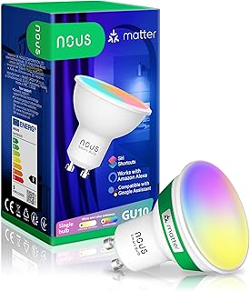 NOUS GU10 RGB LED Lamp, WiFi Light Bulb Alexa, Smart Light Bulb, App Controlled Light, Bulb Colour Changing, LED Bulb Dimm…