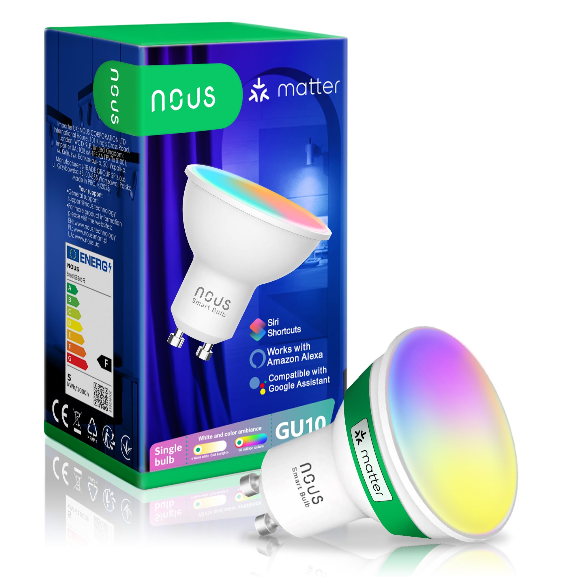 Pack De 4 Ampoules LED Intelligentes Enshine GU10 – RGB, WiFi, Dimmable, 5W 470 Lumens – Jamais Utilisées