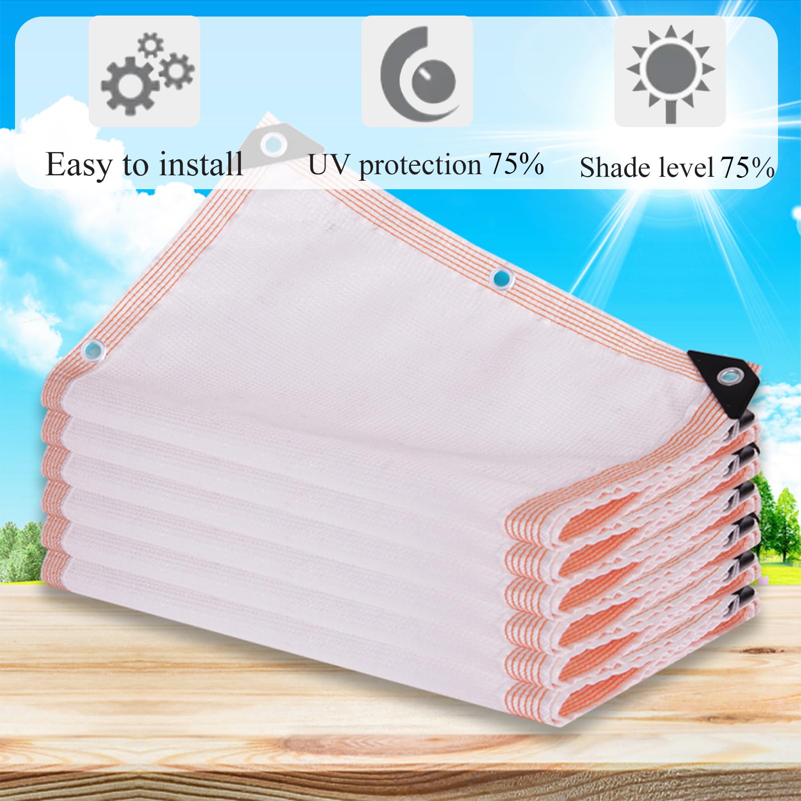 Filet d‘ombrage pour Jardin 4mx3m Filet Anti-UV Tissu D'ombrage Protection Solaire 75% UV Perméable à l'eau et Respirant pour Serre Jardin Patio Lawn-Blanc