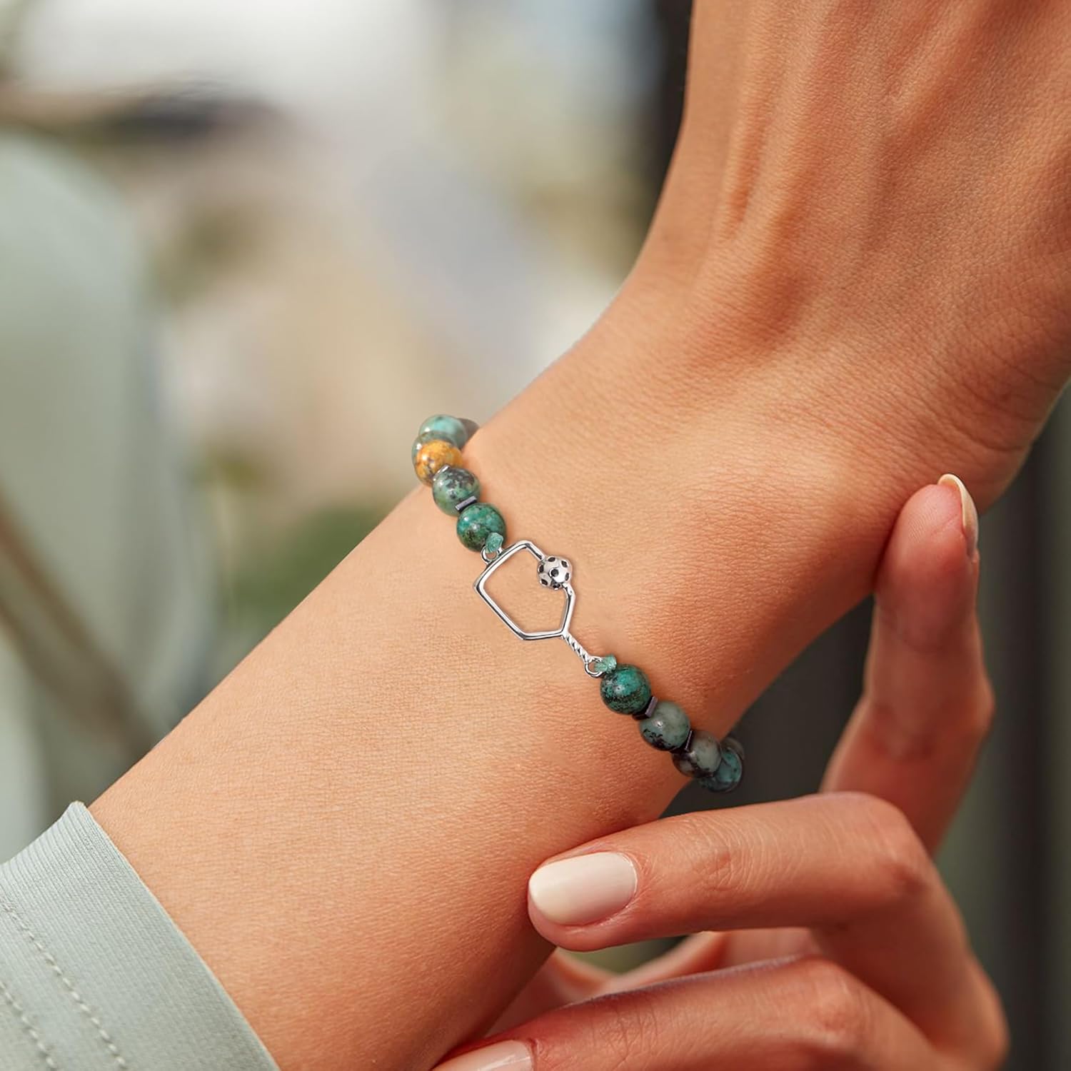 Pickleball Gifts for Women, Gifts for Pickleball Lovers Pickleball Bracelets Natural Stone Beaded Bracelets Mothers Day Birthday Pickle Ball Gifts for Women Handmade Jewelry - Image 3