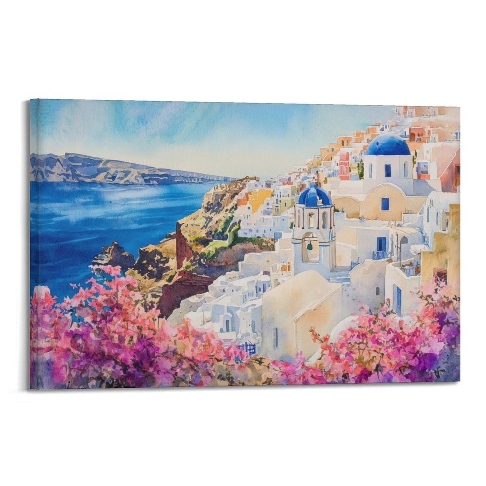 xiaoxiaoshen Santorini Greece Coastal Island Scene Scenic Greek_1_3 Canvas Poster Wall Art Prints Room Aesthetic Murals Bedroom And Living Decorations 20x30inch(50x75cm)