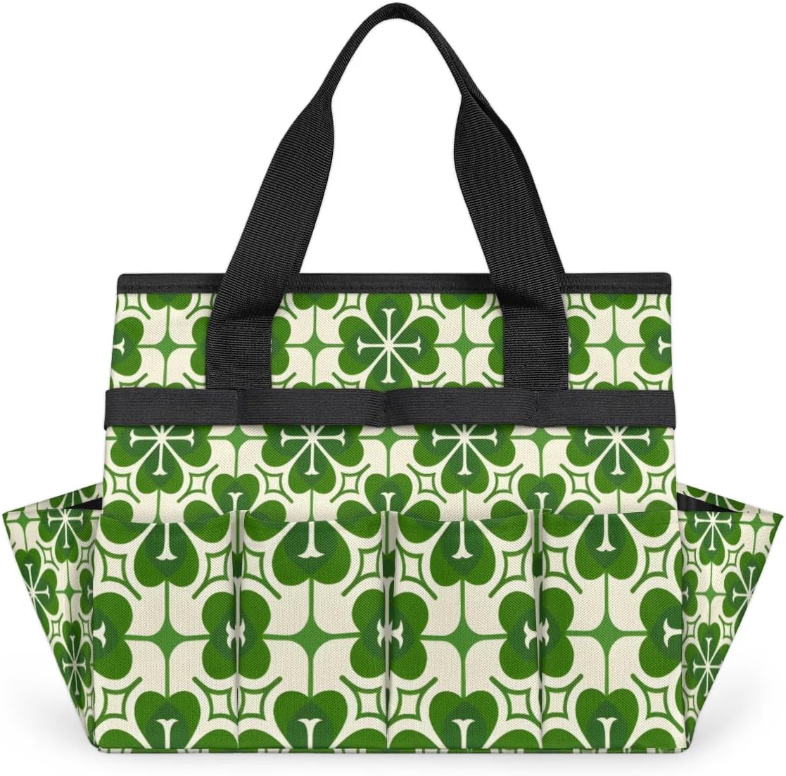 Garden Tool Bag Organizer Garden Tote Bag with Pockets Geometric Clover Tool Storage Organizer Gardening Tool Kit Holder 13" x 6.8" x 2.8"