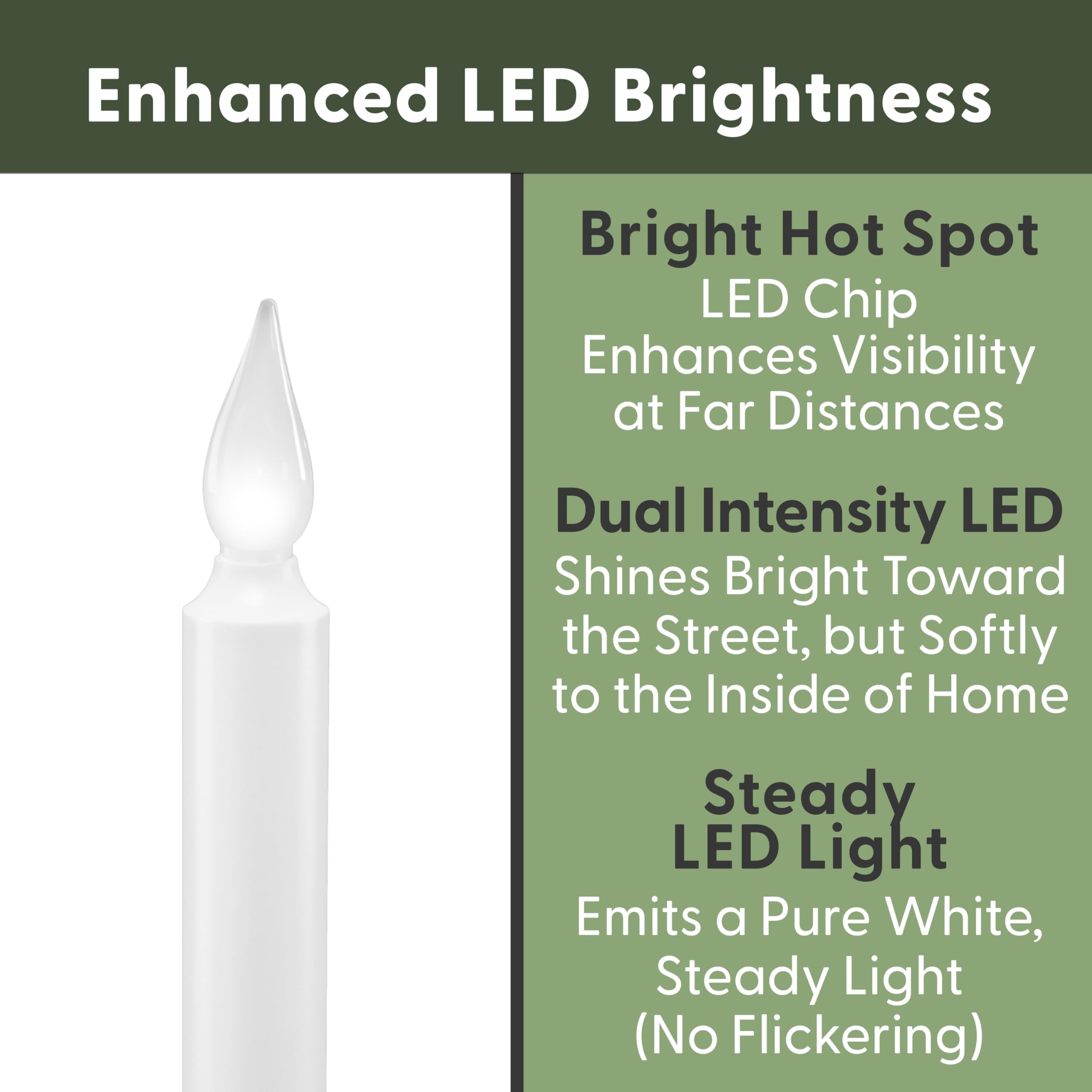612 Vermont Velas LED con ventosa para ventana con temporizador, punto caliente brillante, VT-1506SC-4 (paquete de 4)