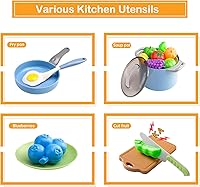 Vista 4 de 35 piezas de accesorios de juguete de cocina para niños, juego de cocina para niños pequeños con ollas, sartenes, utensilios, utensilios de cocina