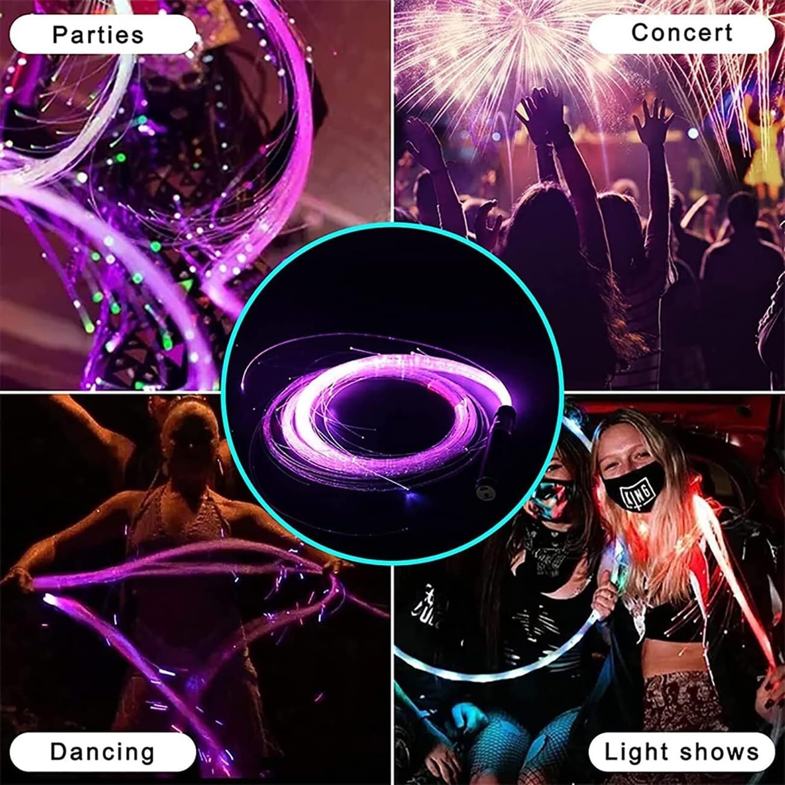 MDybf Frusta in Fibra Ottica a LED, fruste Super Luminose Fruste da Ballo Luci Fibra Ottica da 0,5 mm 12 modalità Giocattolo di Flusso Scintillante for Feste Giocattoli Luminosi (Color : Blue)