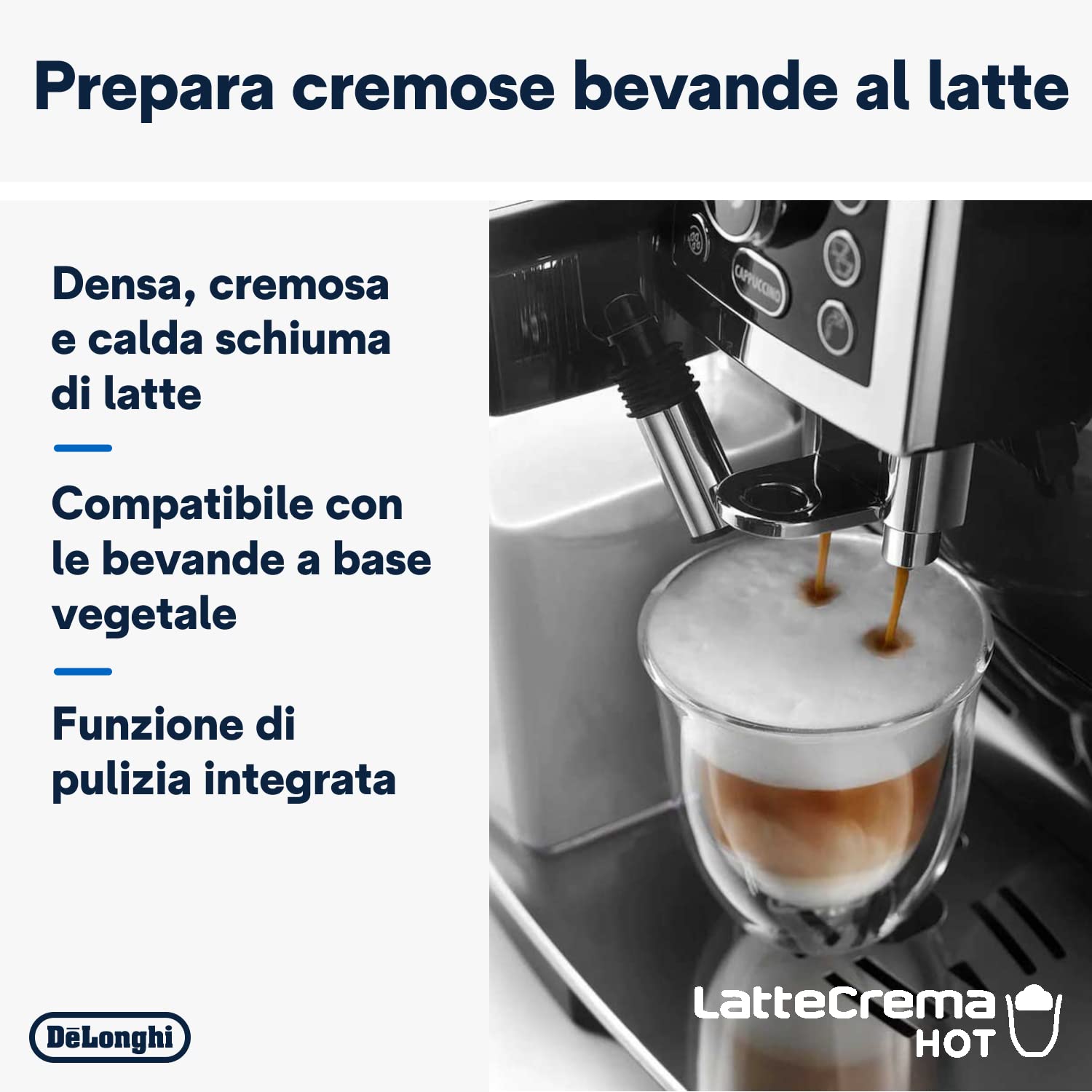 De'Longhi Perfetto Magnifica S Cappuccino ECAM23.460.B Macchina da Caffè Automatica per Espresso e Cappuccino, Caffè in Grani o in Polvere, LatteCrema System, Spegnimento Programmabile, Nero