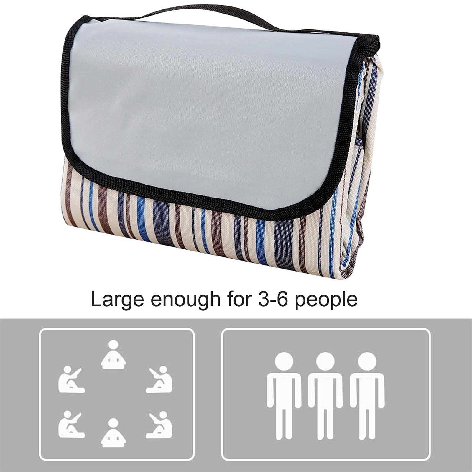 Couverture de Pique Niques, 150 x 200 cm, Natte de Plage Imperméable, Tapis Pique Niques Nappe Picnic pour Extérieur Camping Parc Cour (Color : Blue Stripe)