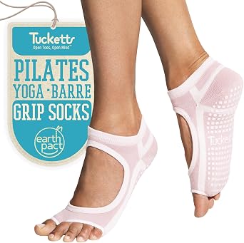 Tucketts Allegro Toeless Pilates Socks with Grips for Women, Non-Slip Open-Toe Grip Socks, Yoga, Barre, Dance, Reformer, Home