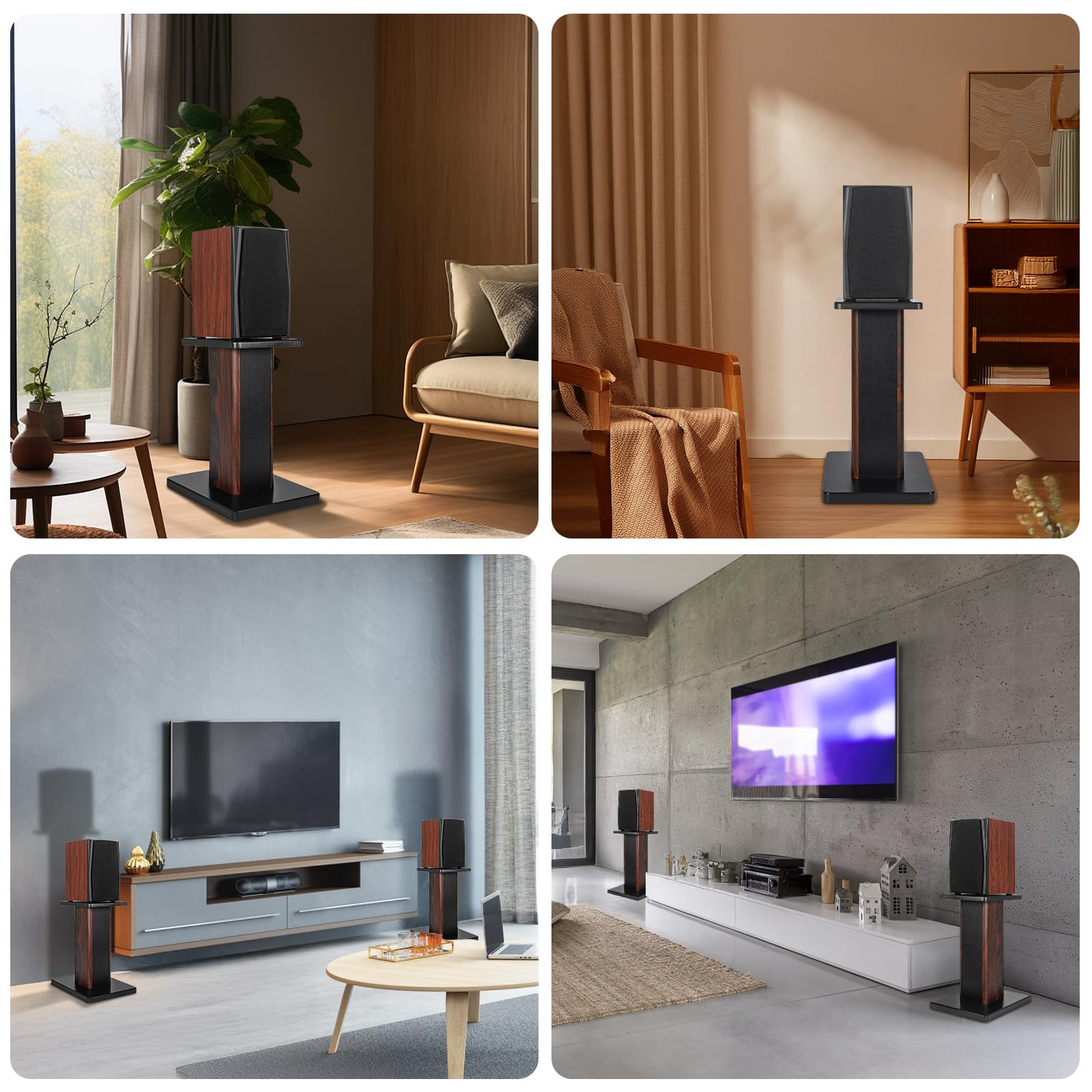 OUUTMEE Supporti per altoparlanti in legno da 40 cm (16 pollici) – Robusti supporti per altoparlanti HiFi per home cinema, Supporto universale per altoparlanti da pavimento con design riempibile di