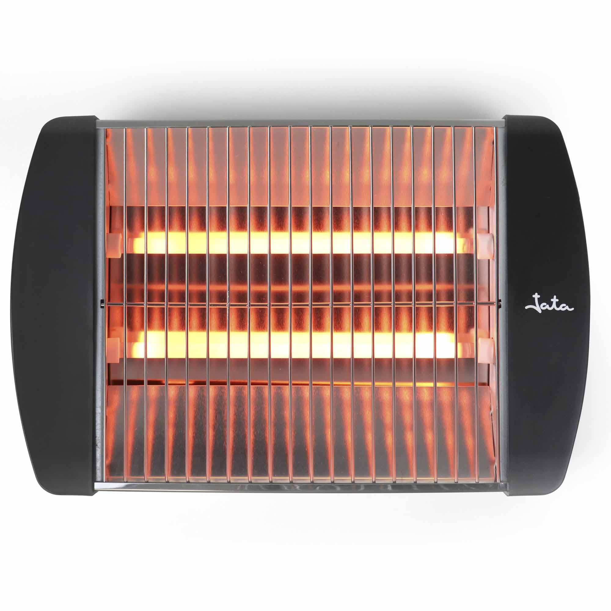 JATA JETT1587 - Tostadora Horizontal 400 W con Barras de Cuarzo, Tostador Plano de Gran Superficie, Laterales Acero Inoxidable, Bandeja Recogemigas Extraíble
