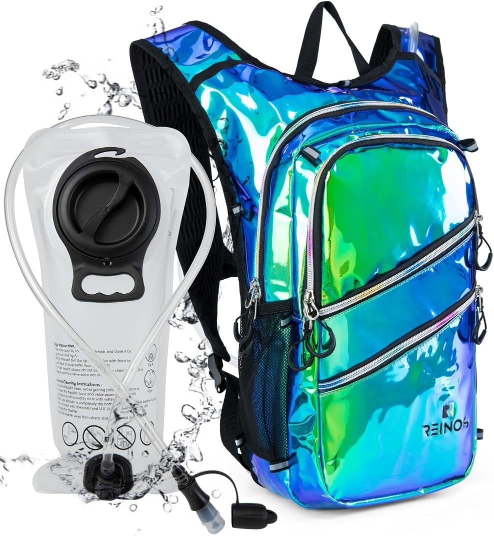 Hydration Backpack Pack with 2 L Water Bladder Lightweight Bag for Running Hiking Rave Bike, Music Festival Essential for Men Women