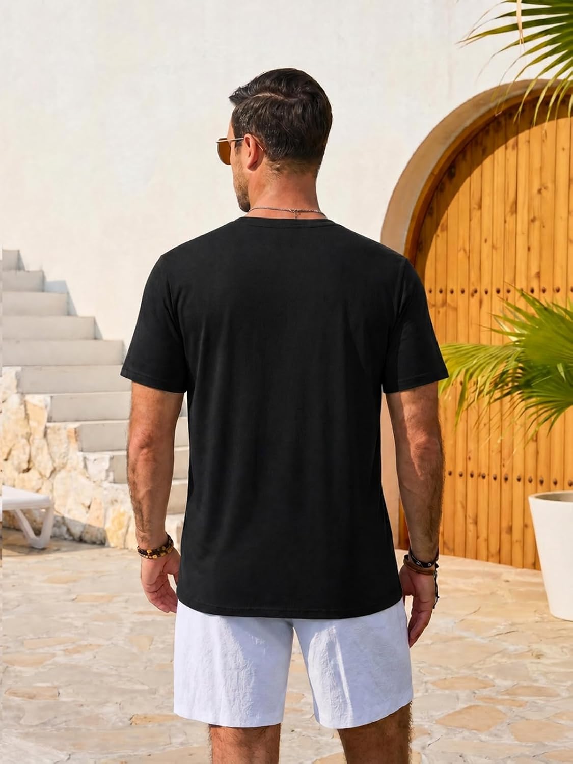 Runcati Mens Short Sleeve T-Shirts Casual Graphic Printed Crewneck Tee Hawaiian Summer Beach Vacation Tops