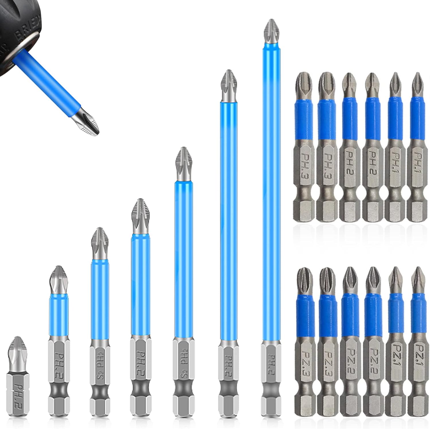 MWELLEWM Phillips Screwdriver Bit Set,7PCS Antislip PH2 Bits