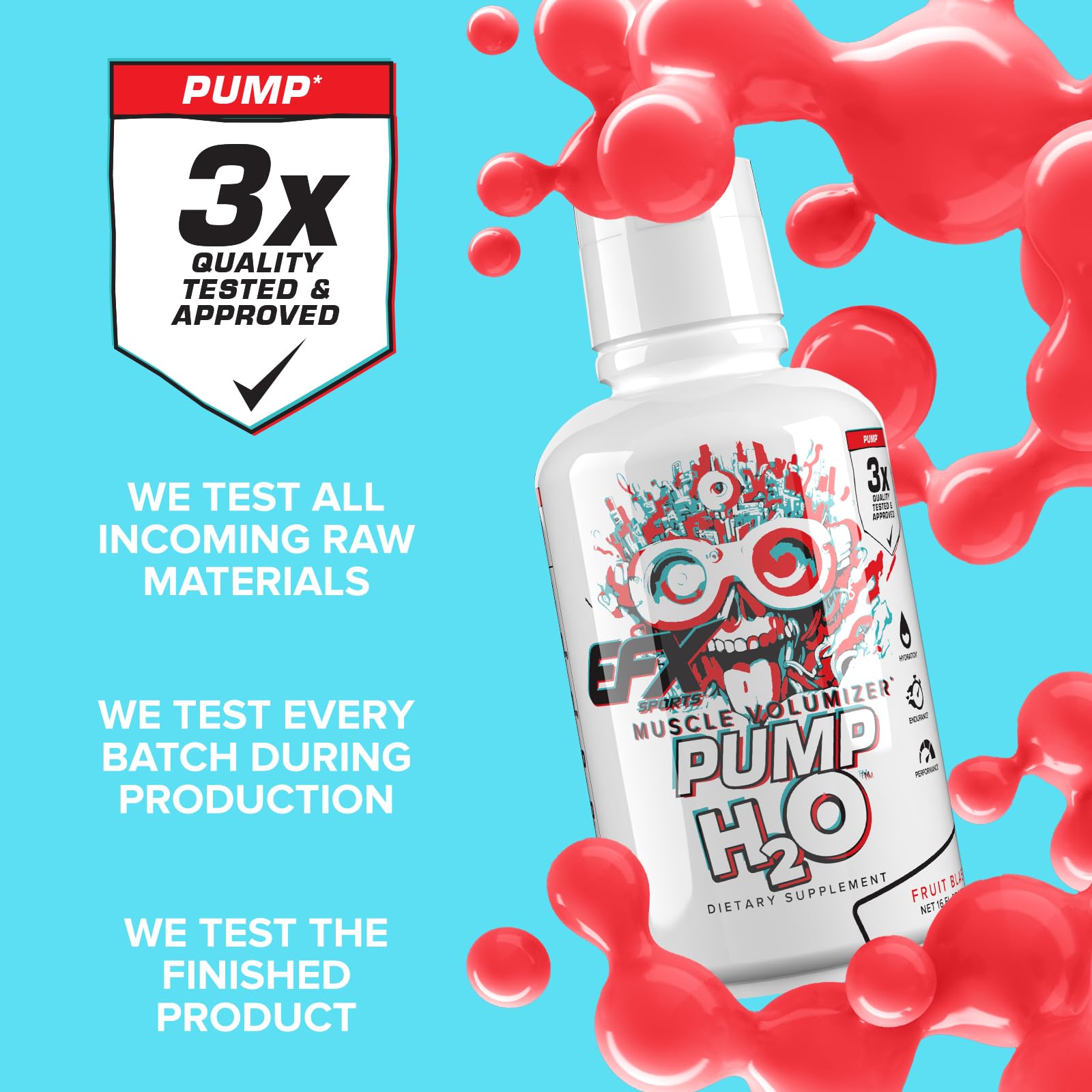 EFX Sports Pump H2O Muscle Volumizer | Clear Liquid Formula | 10g Pure Vegetable Glycerol | Buffered Taurine & Glycine | Zero Sugar | 16 Fl Oz (Fruit Blast) — Amazon image 4