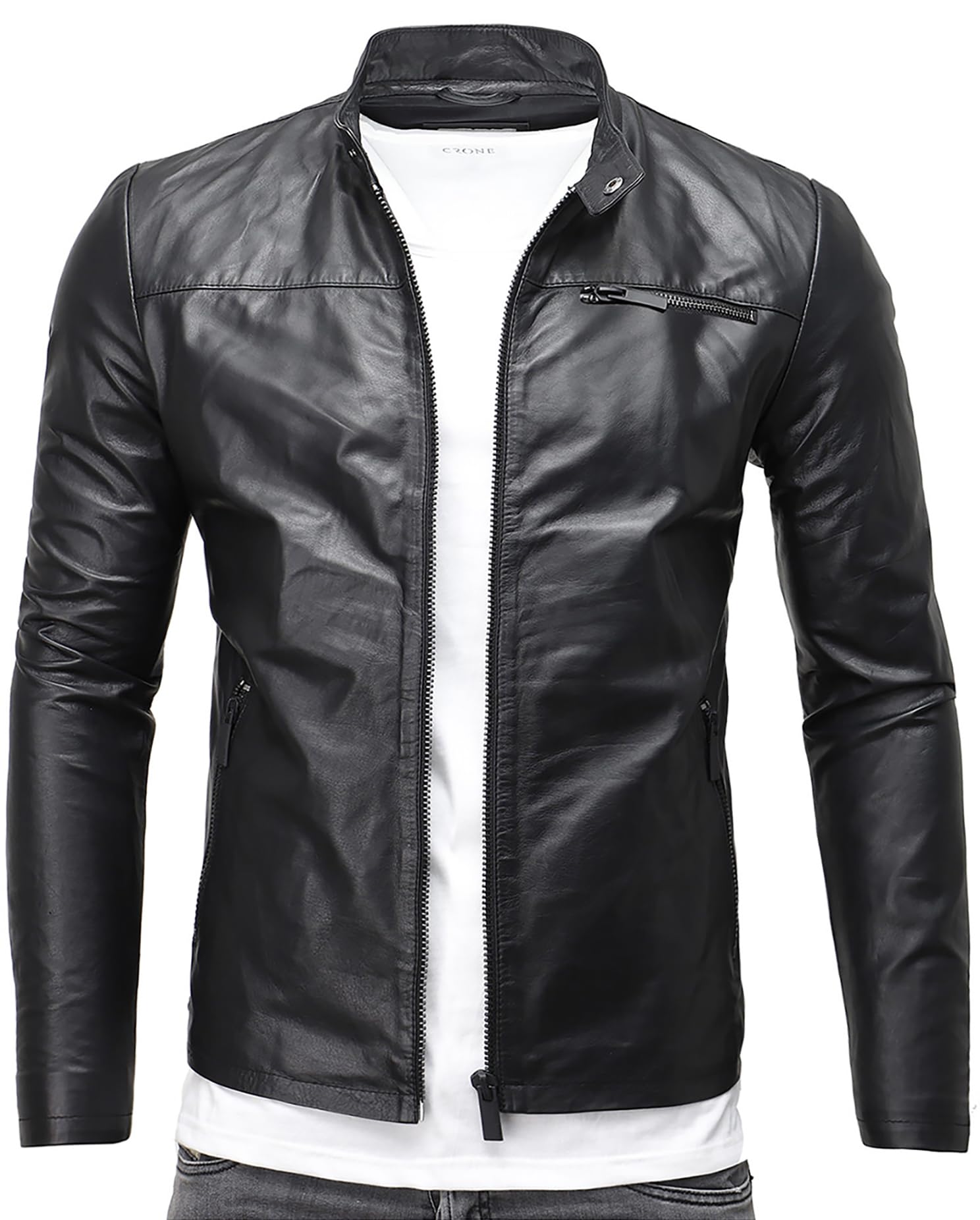 Crone Epic Herren Lederjacke Cleane Basic Leder Jacke in vielen Varianten und Farben