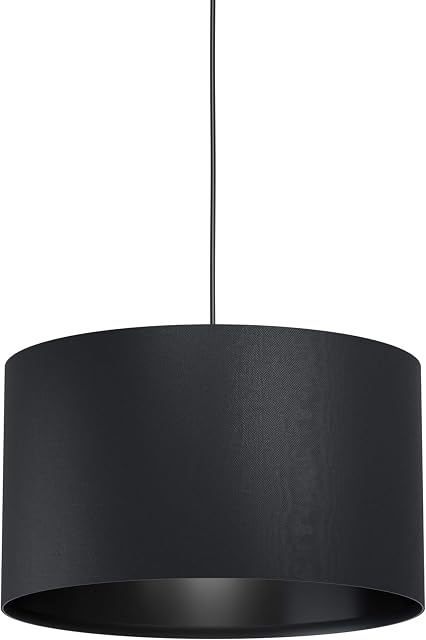 EGLO Pendant lighting Maserlo 1, vintage ceiling light fitting made of black steel and fabric, hanging lamp for dining and living room, E27 socket, Ø 15 inches