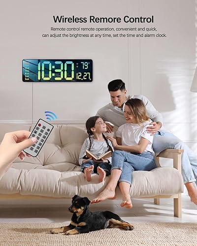Vista 54 de JoFomp Reloj de pared digital – Pantalla LED grande de 13 pulgadas, alarma fuerte, control remoto, DST, atenuación automática, fecha y día