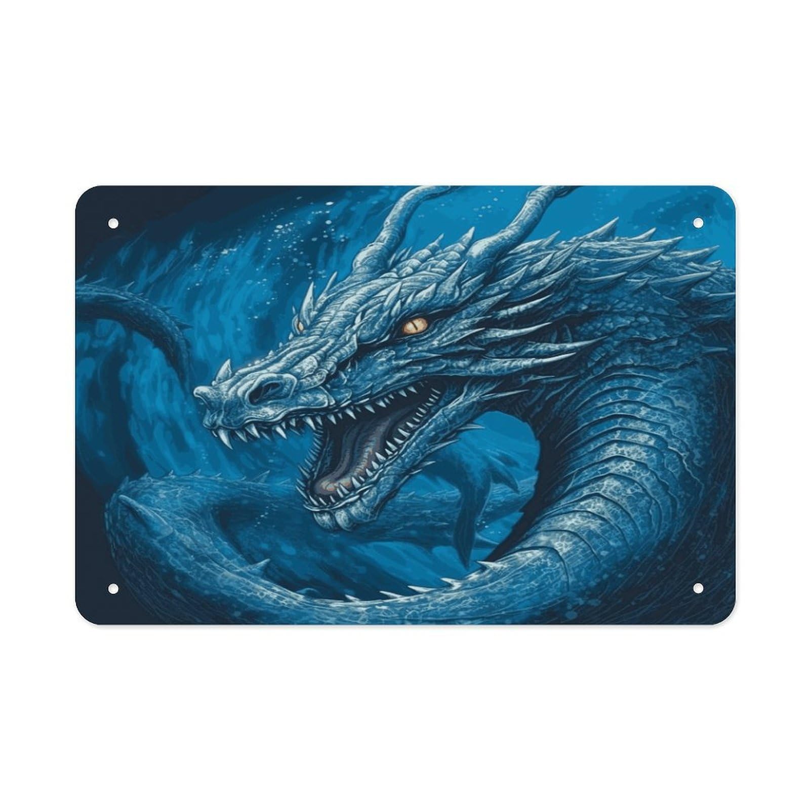 Fodpand Style Dragon Cool Blue Wall Art Metal Signs Tin Sign