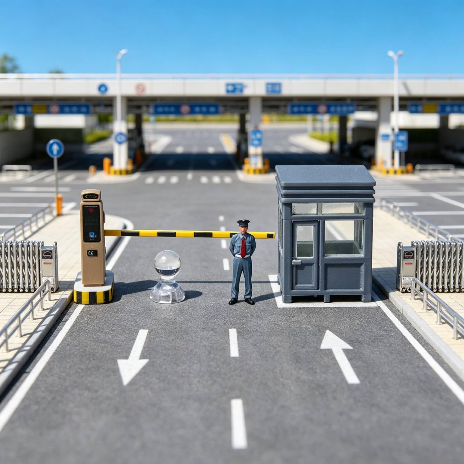 harayaa Miniature Scene Figures Accessori Diorama Sbarra Stradale Addetto Resina con Funzione Luminosa per Allestimenti Modellini Auto Parcheggi Adatto a