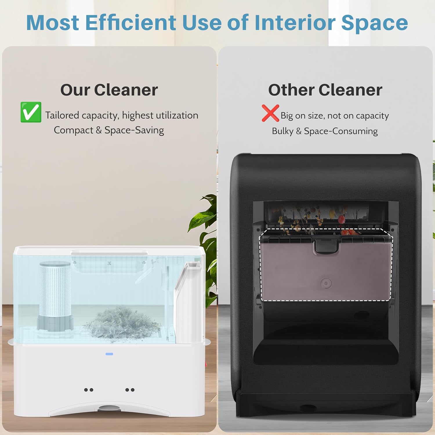 Keenhot Touchless Vacuum Automatic Dustpan, Stationary Canister Vacuums for Salons Pet Hair Food Dirt, Home Kitchen Compact Space-Saving Electric Dustpan Vacuum Cleaner, 17000Pa Strong Suction（White）