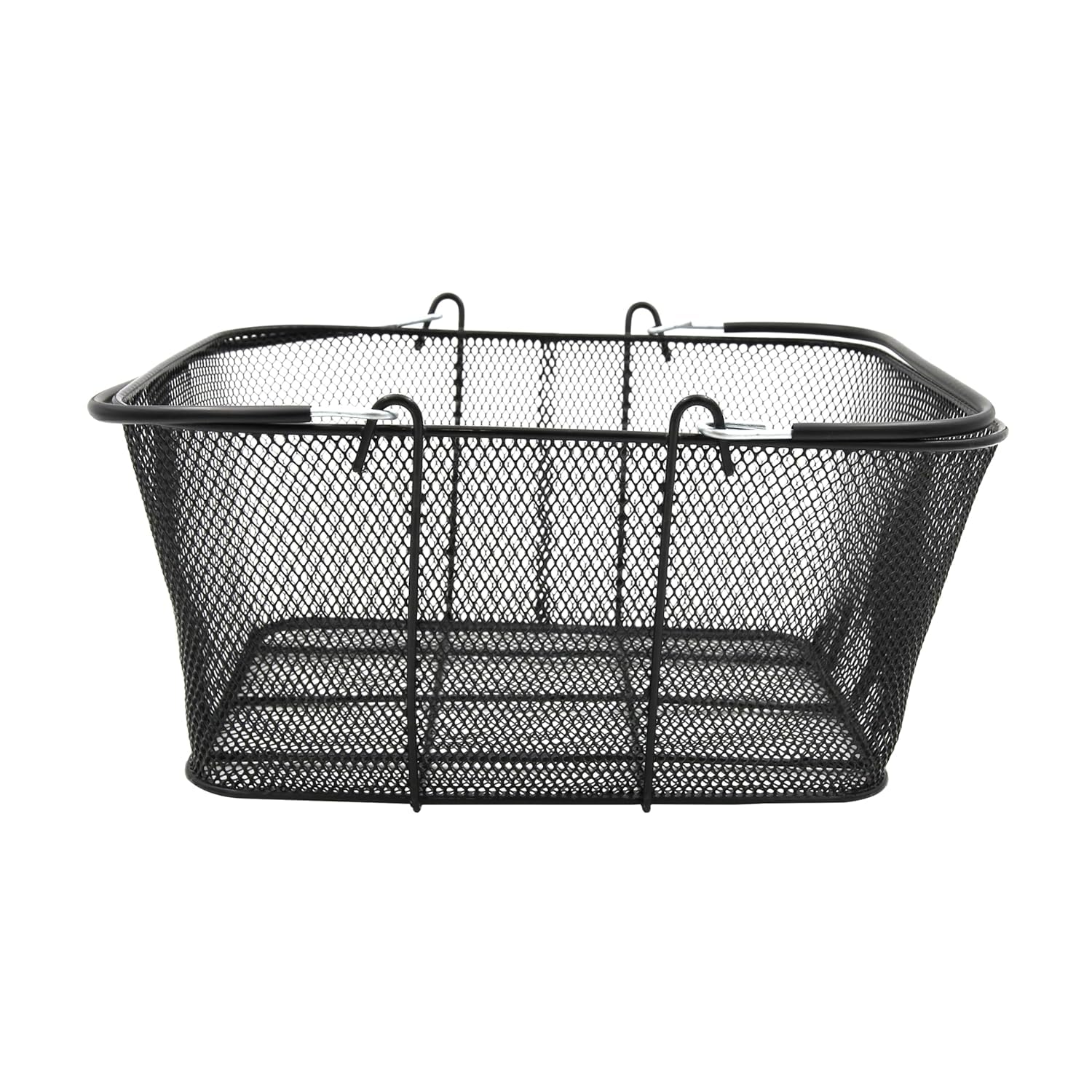 Cesta De La Compra De Metal Negro Resistente con Asas - 17 Cm De Ancho X 12 Cm De Profundidad X 7 Cm De Alto - Cesta De La Compra Ligera Y Apilable para Tiendas