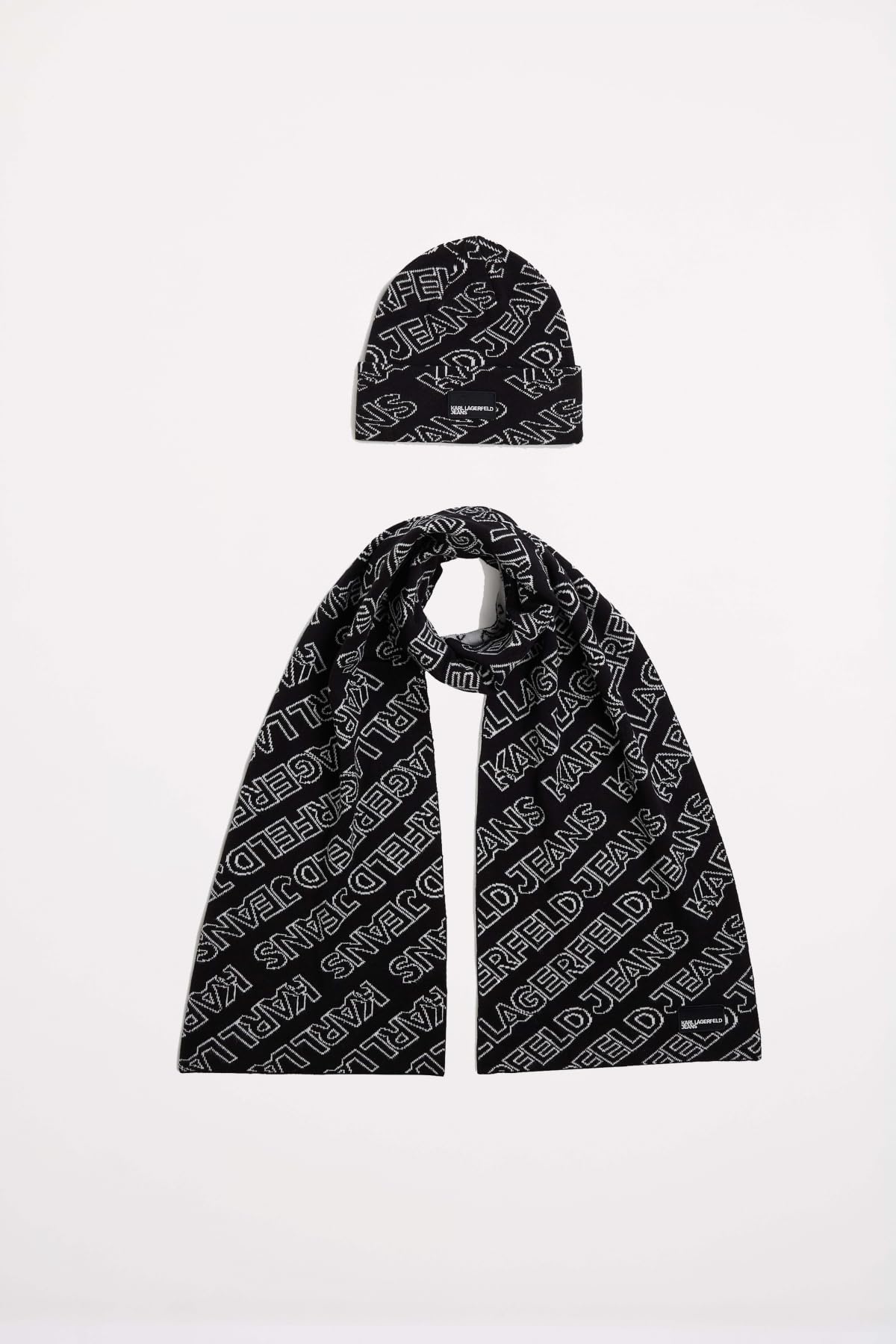 KARL LAGERFELD JEANS Mujer Monogram Scarf Beanie Gp Negro One size