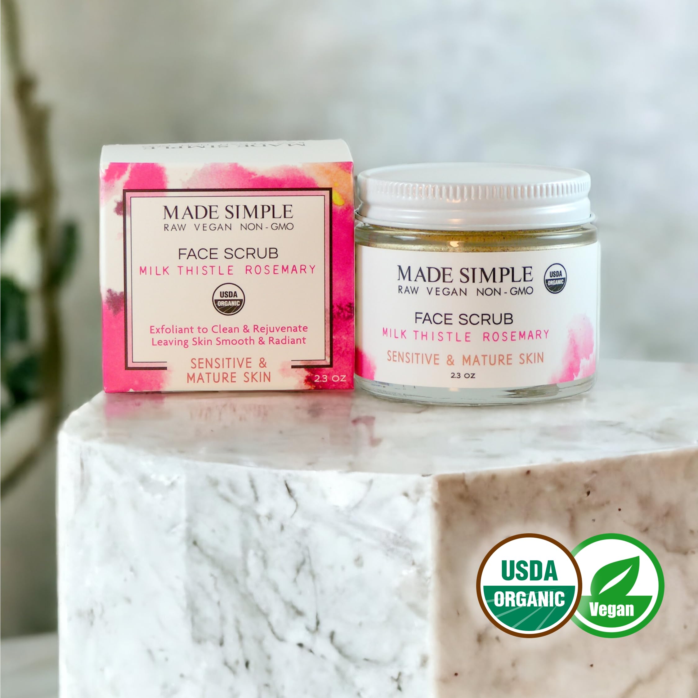 Milk Thistle Rosemary Face Scrub - Certified Organic, Vegan, & Cruelty-free
