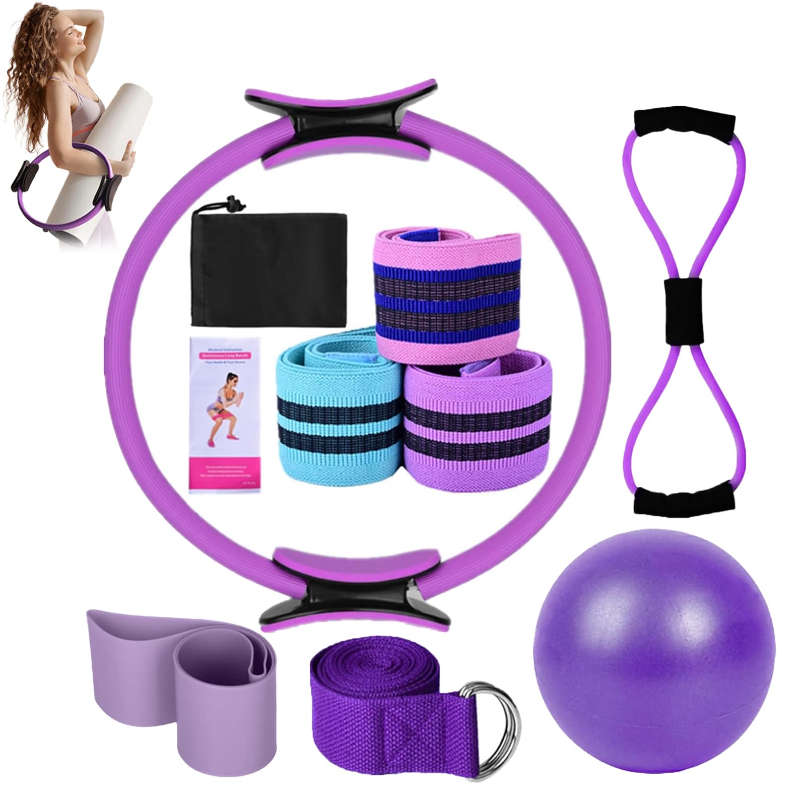 Better Me Pilates Kit, Pilates Essentials Kit for Women, Booty Bands for Working Out Glutes Yoga Ball 25cm Figure 8 Resistance Band Yoga Bands for Stretching for Advanced and Beginners Users
