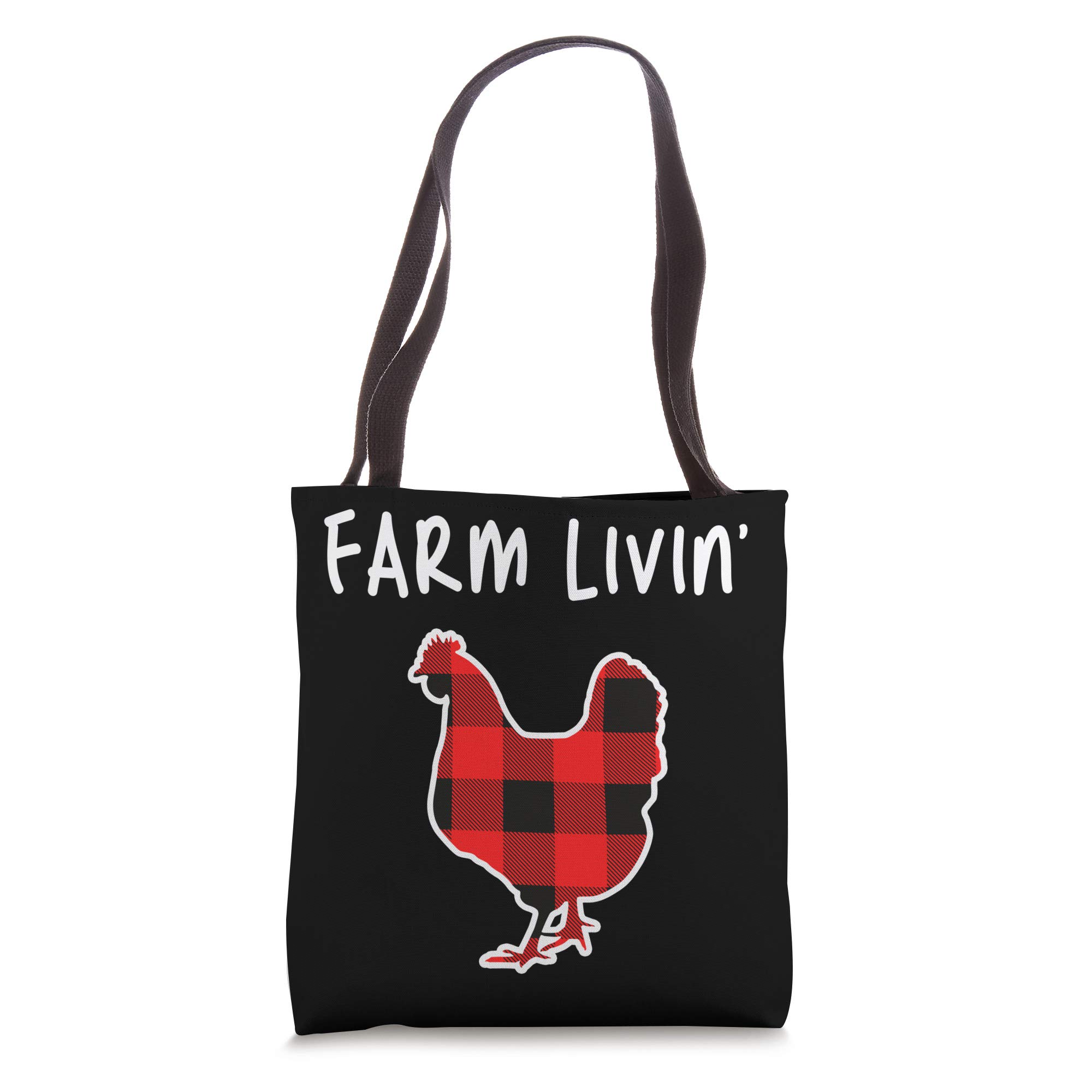 Chicken Rooster Living Life Farming Farmer Chequered Gift Tote Bag