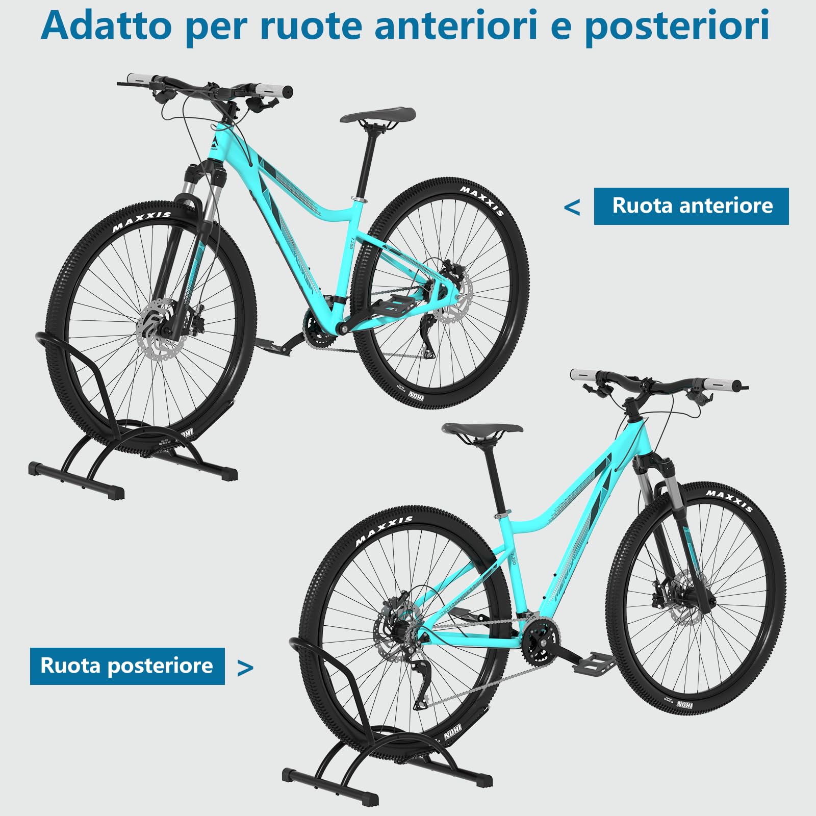 Urban Deco Rastrelliera per Biciclette Porta Bici da Terra Cavalletto Bici Supporto Biciclette da 16-29 Pollici Bici