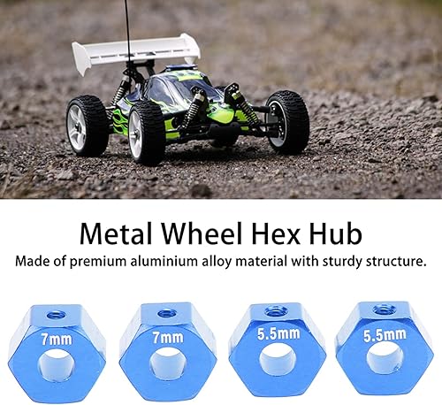 Miniatura 3 de plplaaoo Bujes de rueda hexagonales, 4 cubos de rueda hexagonales modelo RC de 0.551 pulgadas, hexagonal de rueda RC de 0.551 in, 0.217 in y 0.276
