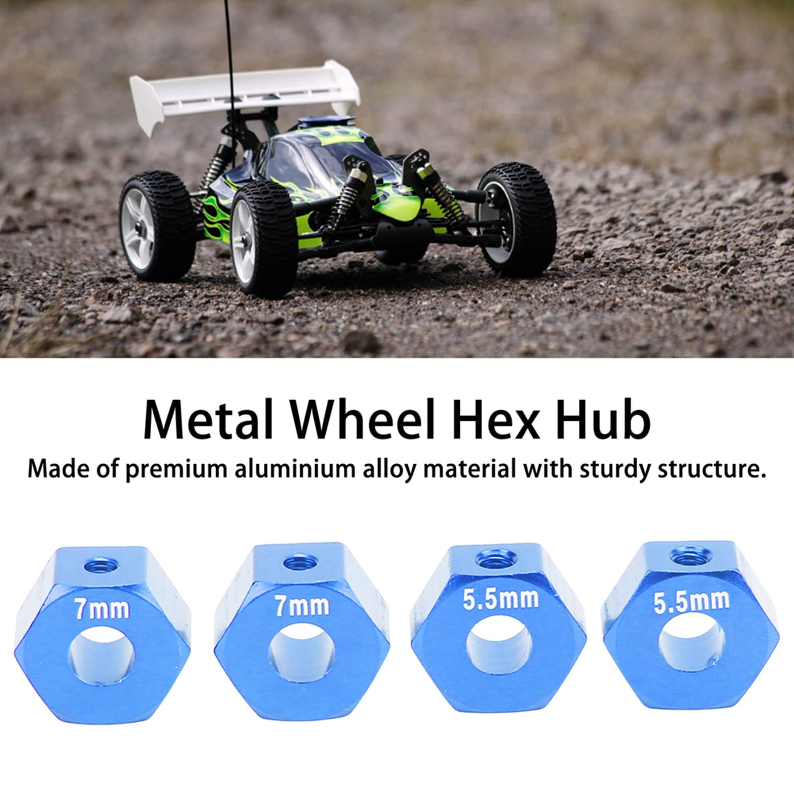 12mm Aluminium Radadapter Für 1/10 RC Auto - 4x Adapter + 4x M4 Muttern