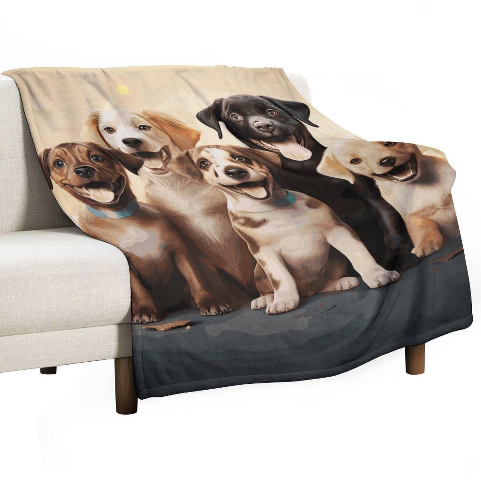 Couverture en flanelle douce légère imprimé chiens 152x203