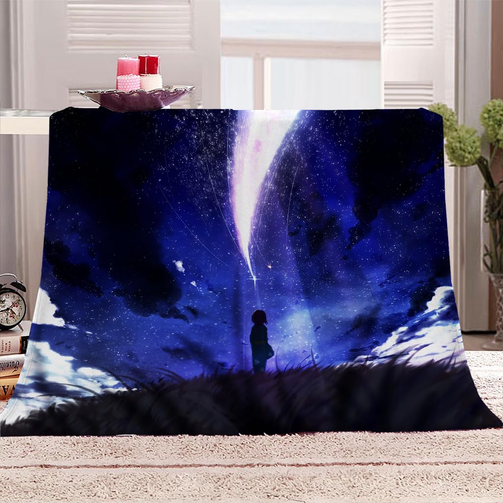 Mantas Para Sofa Lana Mullida 150X200Cm Manta De Franela Para Cama De Microfibra De Piel Artificial Suave Y Cálida, Adecuada Para Sofá O Cama, Lluvia De Meteoritos Cielo Estrellado Azul Impresión P