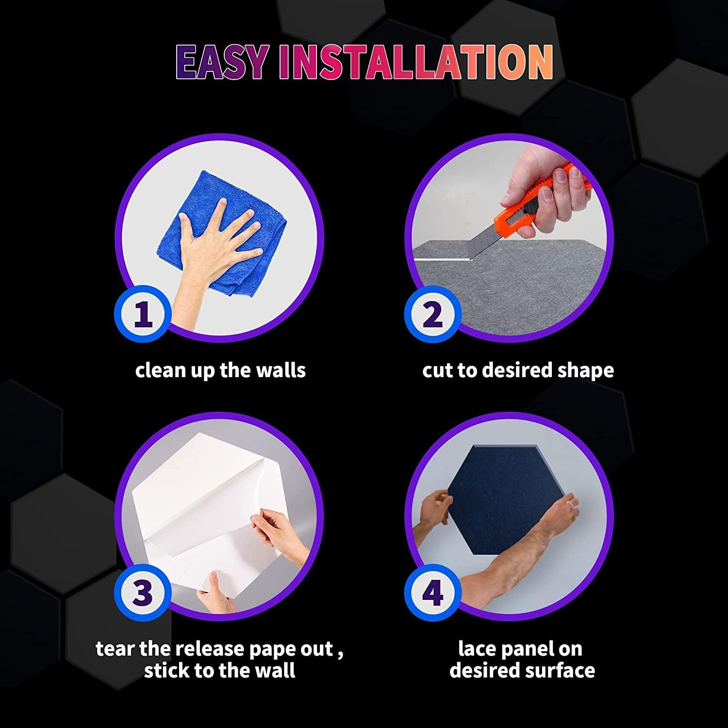 Mollywell Hexagon Acoustic Panels 14x12 - Reduce Echo & Reverb, Noise Blocking Wall Tiles for Gaming Room & Recording Studio, Red Sound Absorbing Panels