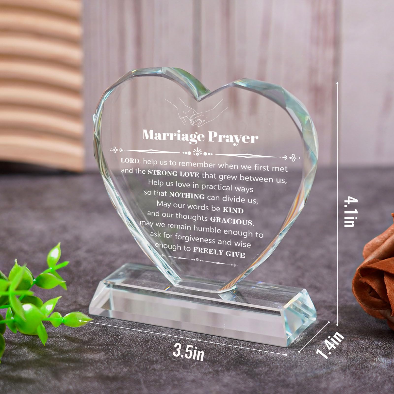 Regalos de boda para parejas 2024, regalos de boda, placa de oración de matrimonio, cristal K9 único con citas inspiradoras, regalos de aniversario de boda para parejas, regalos de señor y señora