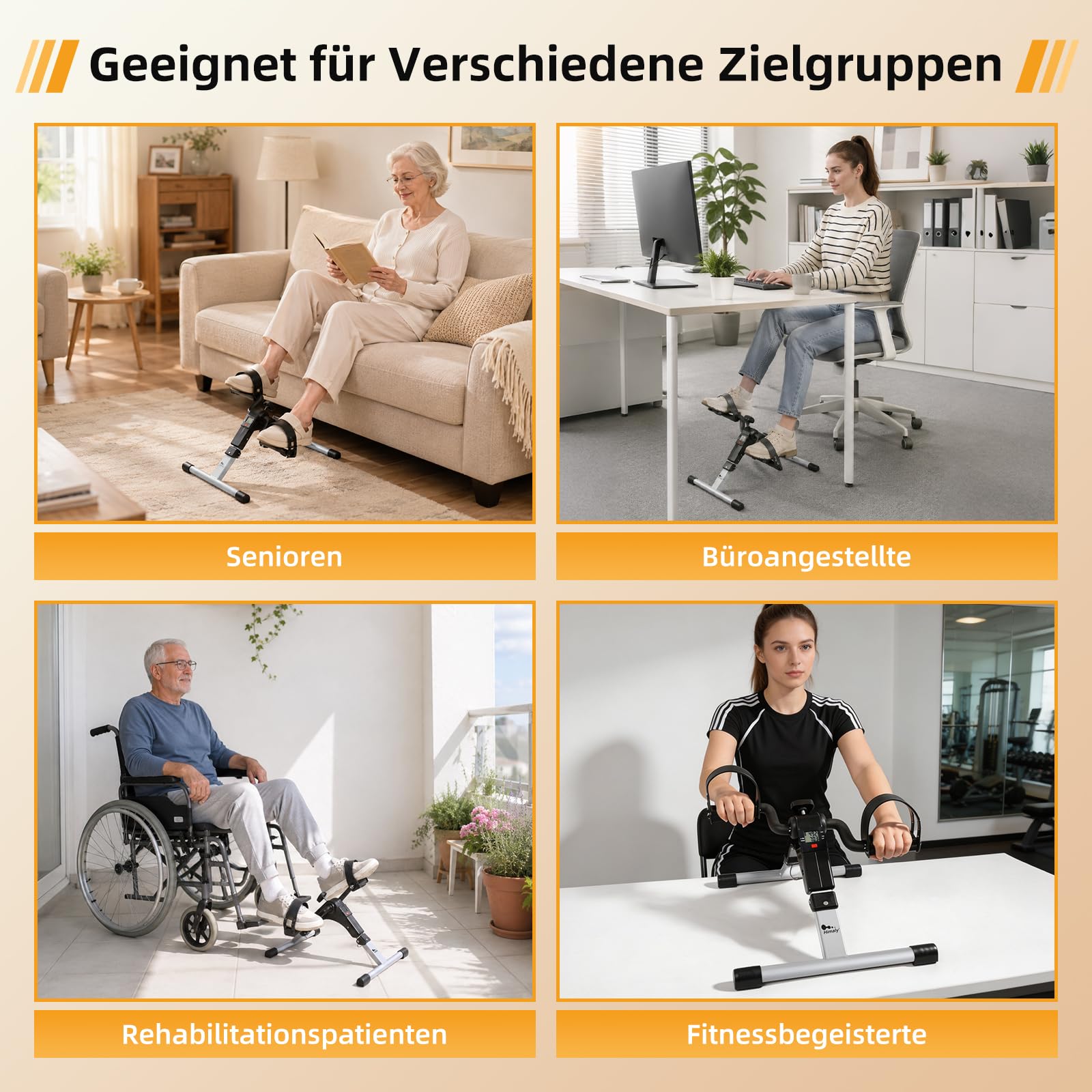 himaly Minibike Heimtrainer Bewegungstrainer Pedaltrainer Arm und Beintrainer Trainingsgerät Fitnessgerät mit LCD-Monitor Einstellbarer Widerstand Fahrradtrainer Fitness-Fahrrad Heimfahrrad
