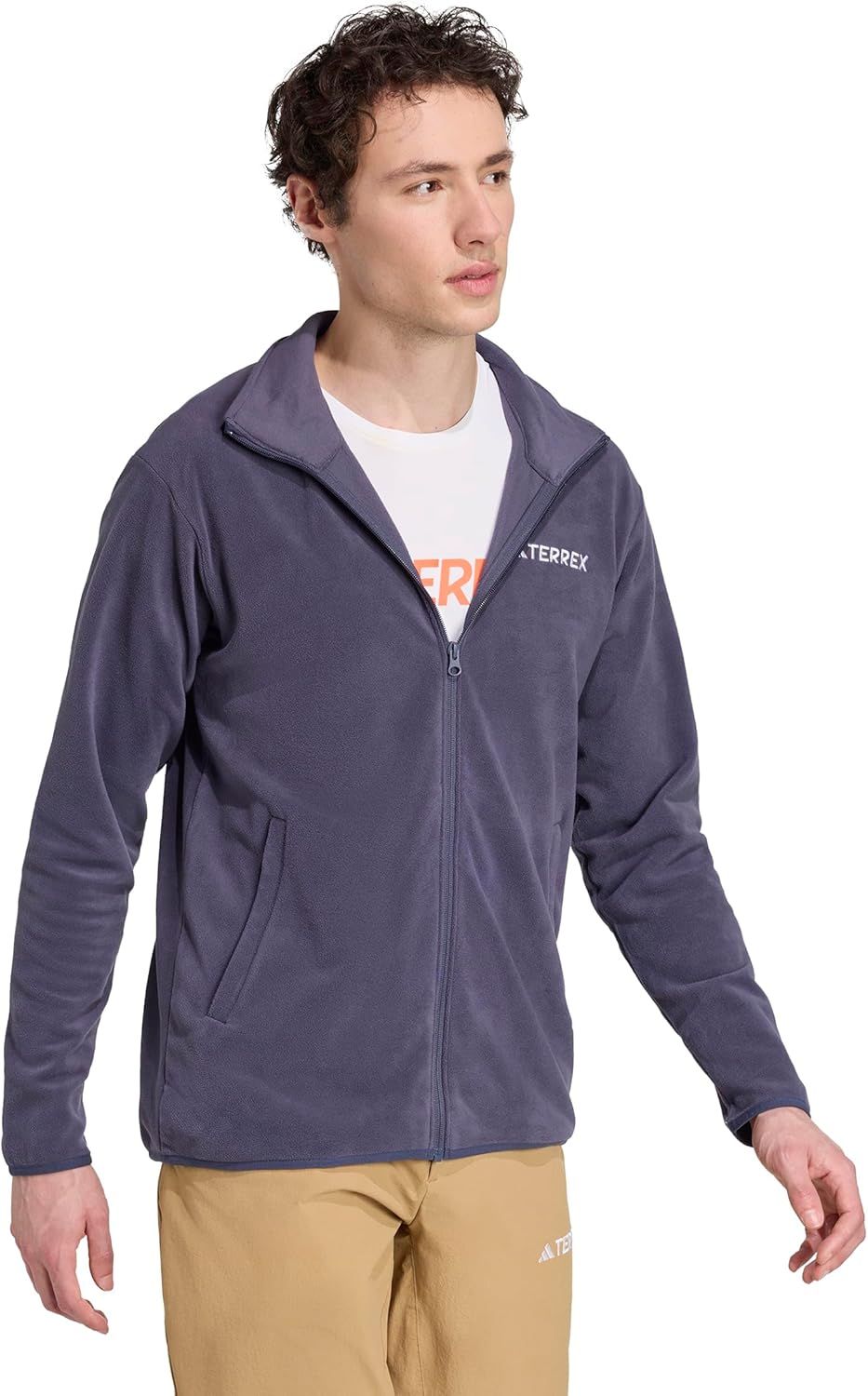 adidas Men's Terrex Multi Essentials Full-Zip Fleece Hiking Jacket, Shadow Navy, Medium - Image 3