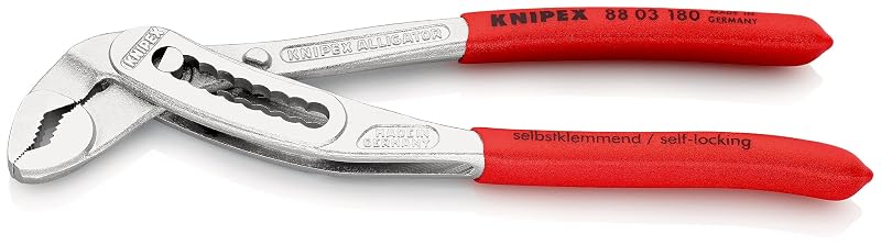 Alicate bomba d’água KNIPEX Alligator 88 03 180, 180 mm, aço-liga cromado, cabo vermelho