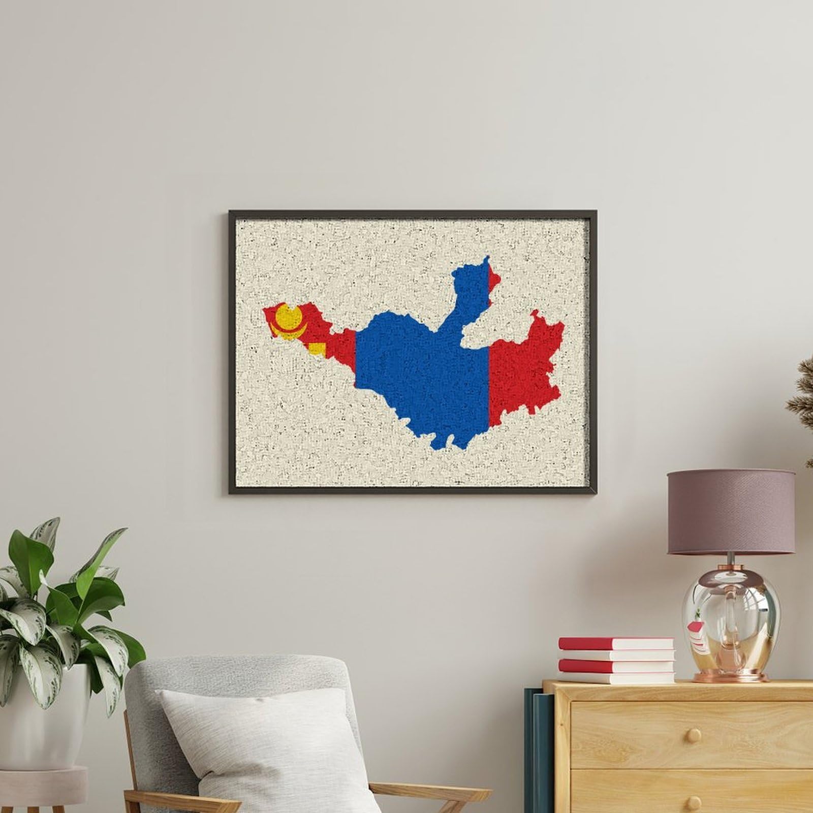 Lustige Malen-nach-Zahlen-Kits für Erwachsene, Motiv: Flagge, Karte der Mongolei, DIY-Ölgemälde, inklusive Pinsel und Farben