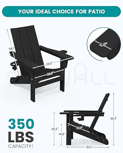 Miniatura 3 de SERWALL Silla Adirondack con soportes dobles para tazas, silla Adirondack plegable moderna y moderna, silla para hoguera de polietileno de alta