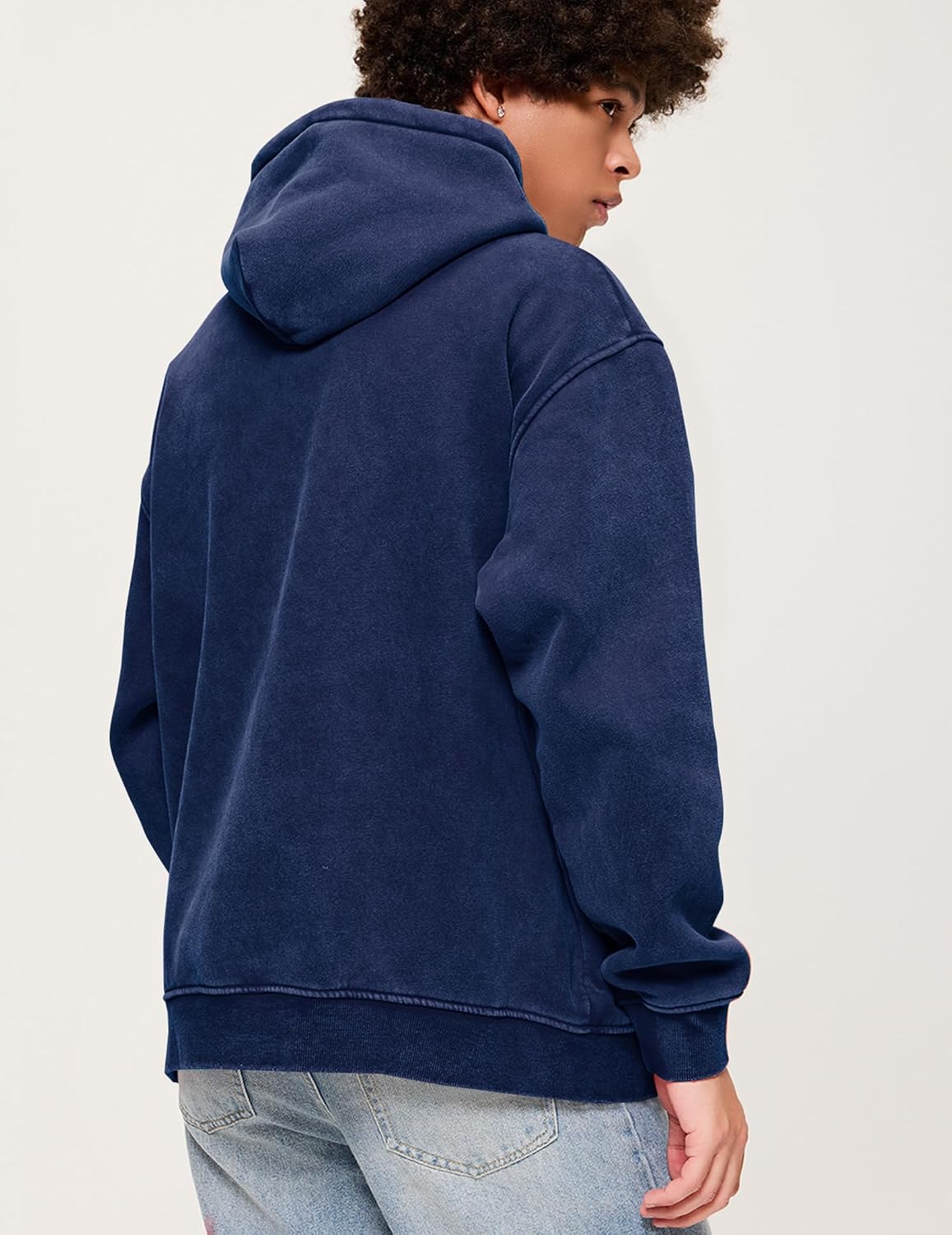 Aelfric Eden Hoodies Mens Acid Wash Hoodie Oversized Vintage Heavyweight Cotton Fleece Hooded Pullover Sweatshirt - Image 3