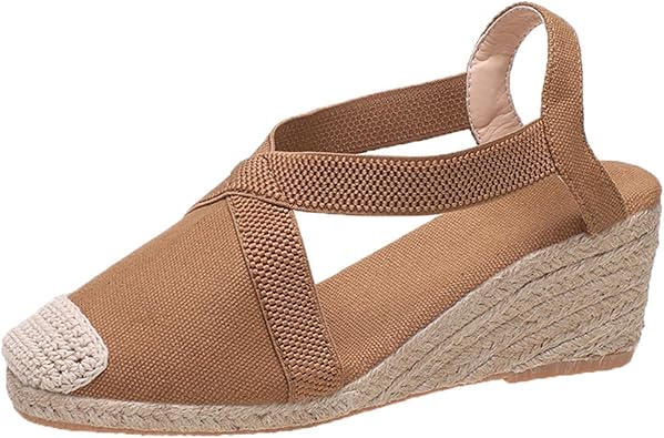 إمرأة Espadrille أسافين الصيف كريس الصليب الكاحل حزام منصة الصنادل الراحة مغلقة اصبع القدم الكعب أحذية المشي أحذية الشاطئ
