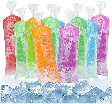 120PCS Ice Candy Plastic Bags for Homemade Popsicles 4 x 12 inches Ice Candy Bolsas para bolis de hielo mexicanos Freeze Bags Popsicle Wrappers Yogurt Ice Cream Smoothie Mold Bag