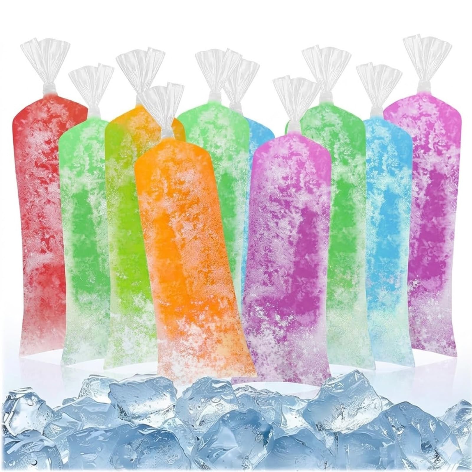 Photo 1 of 120PCS Ice Candy Plastic Bags for Homemade Popsicles 4 x 12 inches Ice Candy Bolsas para bolis de hielo mexicanos Freeze Bags Popsicle Wrappers Yogurt Ice Cream Smoothie Mold Bag