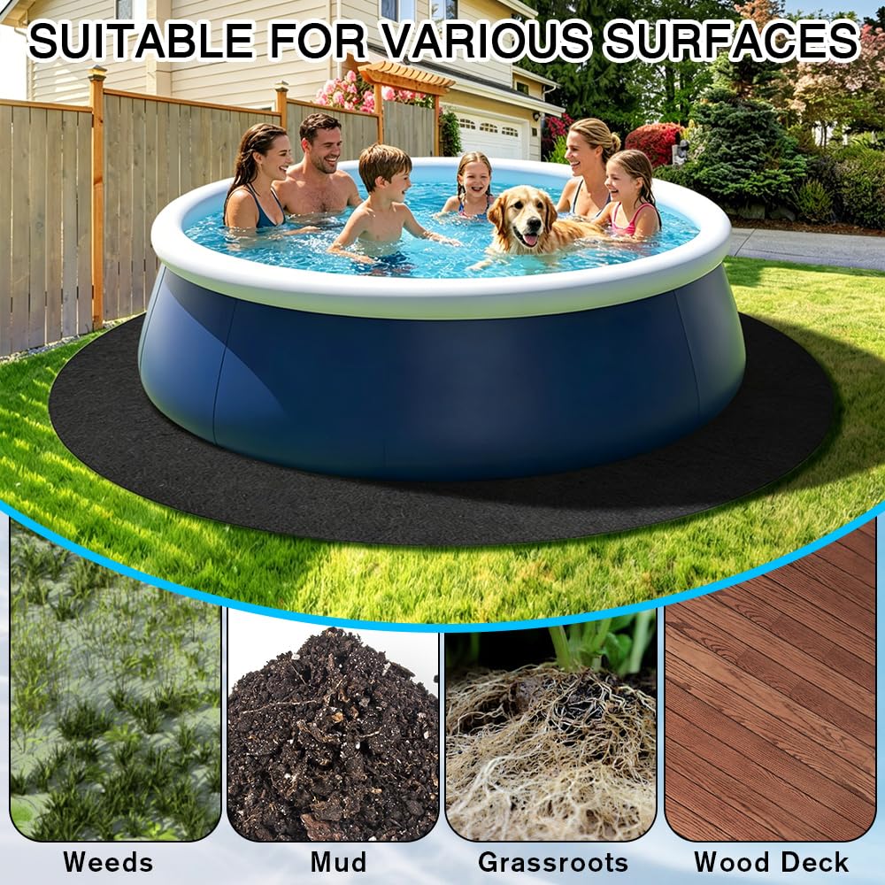 Pool Unterlage Outdoor, 305cm Pool Bodenplane Runden, Swimmingpool Bodenschutzplane Bodenmatte, Poolunterlage Rund, Bodenplane für Pools, Whirlpool Matte für Hinterhof Garten Rasen