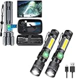 Hoxida Flashlights High Lumens Rechargeable, Long Beam Super Bright LED Flash Light, Zoomable Handheld Flashlight